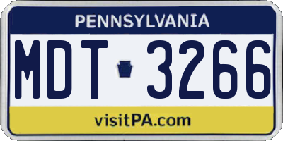 PA license plate MDT3266