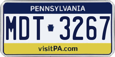 PA license plate MDT3267