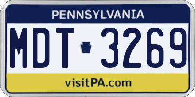 PA license plate MDT3269