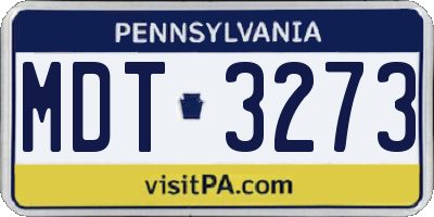 PA license plate MDT3273