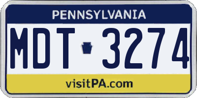 PA license plate MDT3274