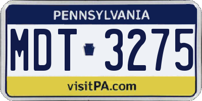 PA license plate MDT3275
