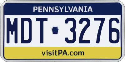 PA license plate MDT3276