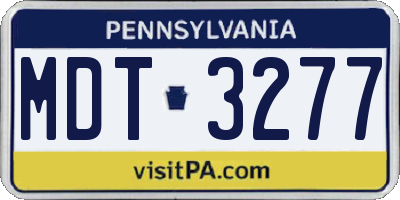 PA license plate MDT3277