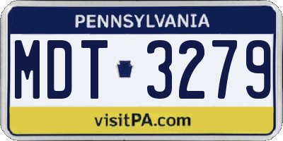 PA license plate MDT3279