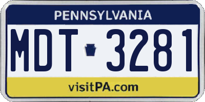 PA license plate MDT3281