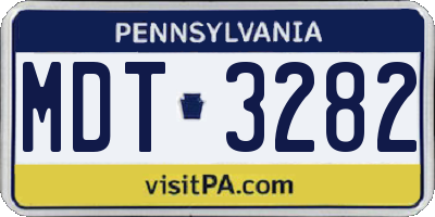 PA license plate MDT3282