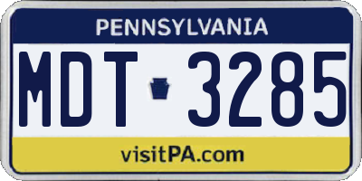 PA license plate MDT3285