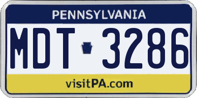 PA license plate MDT3286