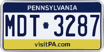 PA license plate MDT3287