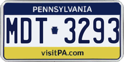 PA license plate MDT3293