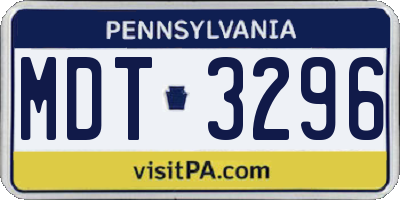 PA license plate MDT3296