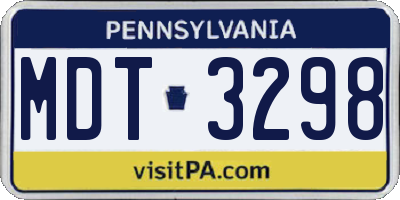 PA license plate MDT3298