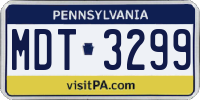 PA license plate MDT3299