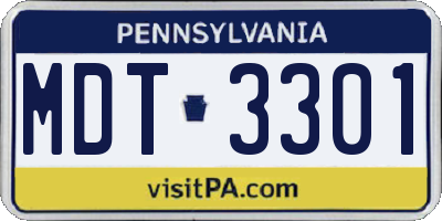 PA license plate MDT3301
