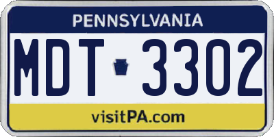 PA license plate MDT3302
