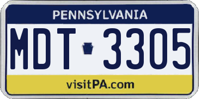 PA license plate MDT3305