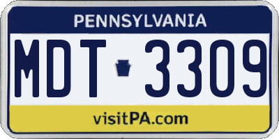 PA license plate MDT3309