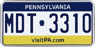 PA license plate MDT3310