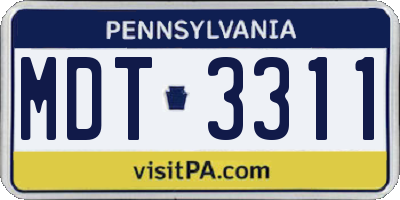 PA license plate MDT3311
