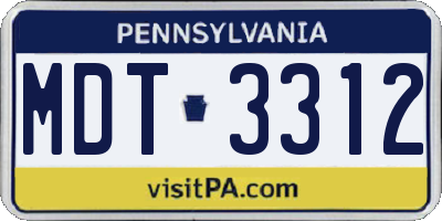 PA license plate MDT3312