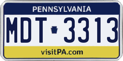 PA license plate MDT3313
