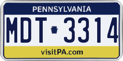 PA license plate MDT3314