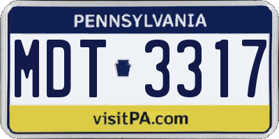 PA license plate MDT3317