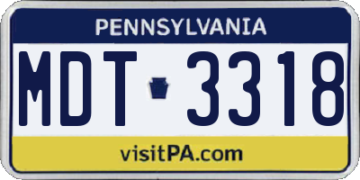 PA license plate MDT3318