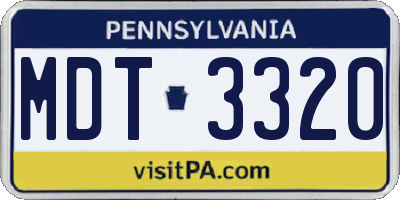 PA license plate MDT3320