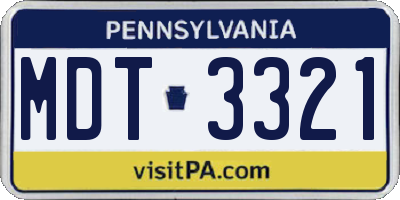 PA license plate MDT3321