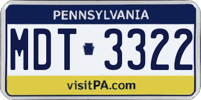 PA license plate MDT3322