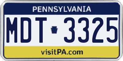 PA license plate MDT3325