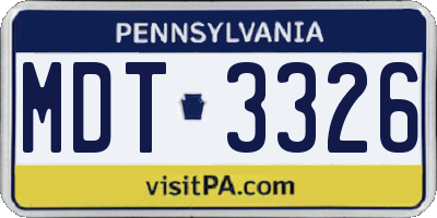 PA license plate MDT3326