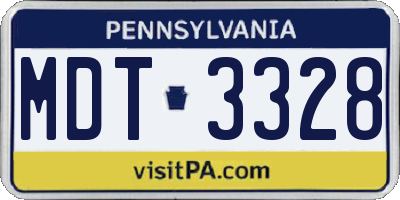 PA license plate MDT3328