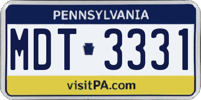 PA license plate MDT3331