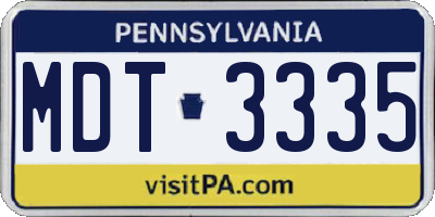 PA license plate MDT3335