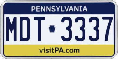 PA license plate MDT3337