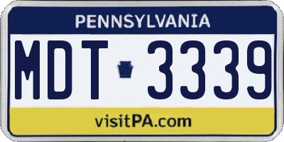PA license plate MDT3339