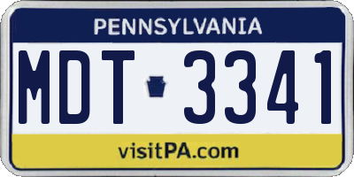 PA license plate MDT3341