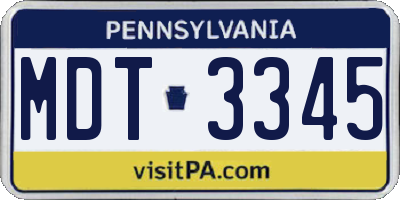 PA license plate MDT3345