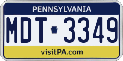 PA license plate MDT3349
