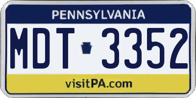 PA license plate MDT3352