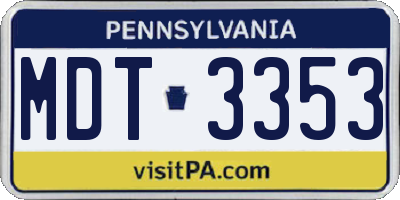 PA license plate MDT3353