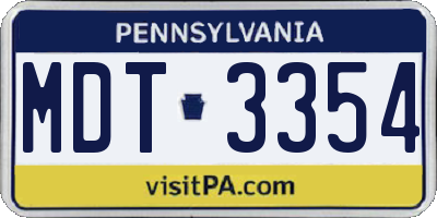 PA license plate MDT3354