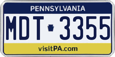 PA license plate MDT3355
