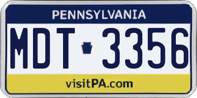 PA license plate MDT3356