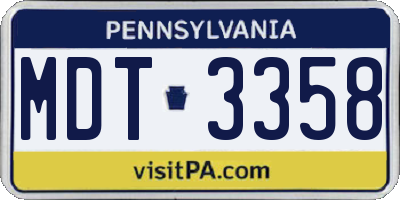 PA license plate MDT3358