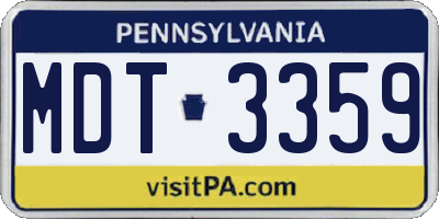 PA license plate MDT3359