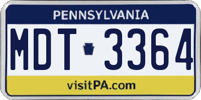 PA license plate MDT3364